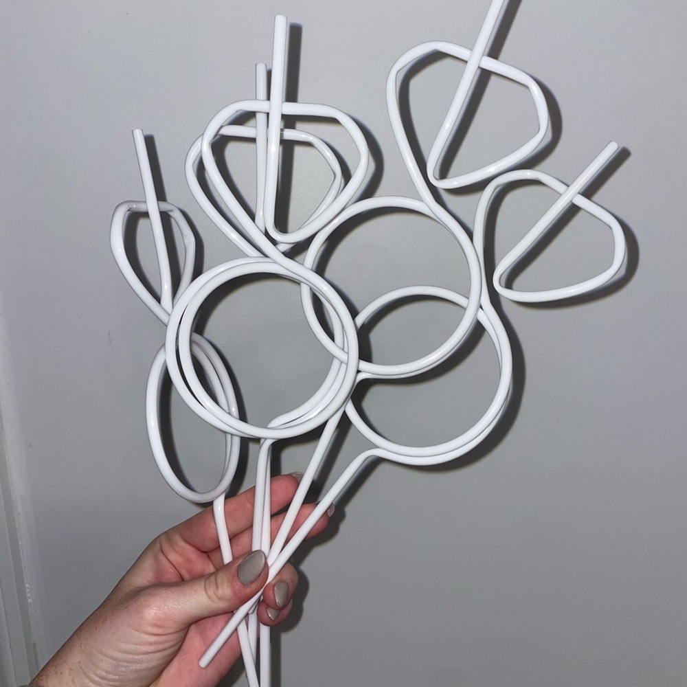 White RING Party Straws x5